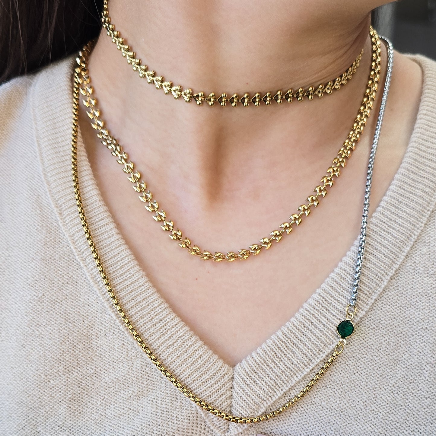 Cherries - Gold Adjustable Choker Necklace