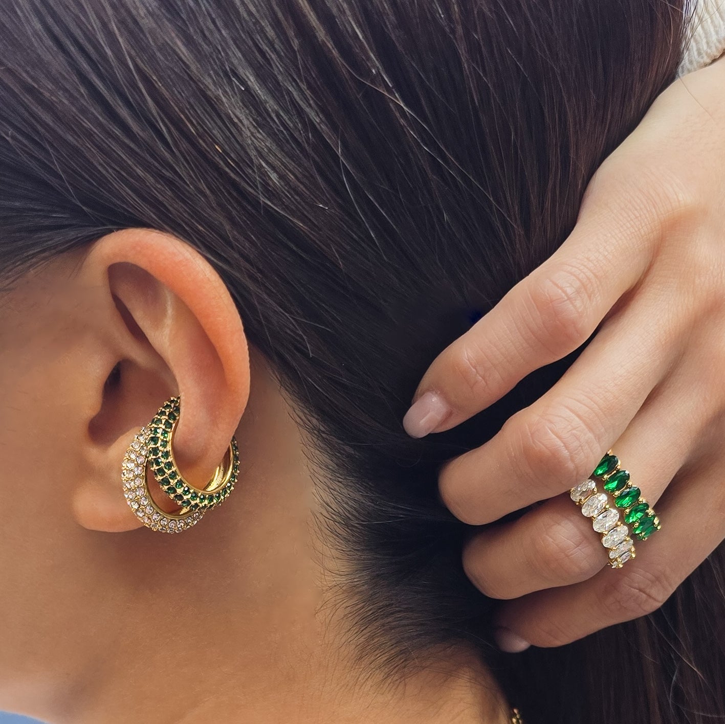 Iced - Zirconia Singlet Gold Plated Ear Cuff Earring