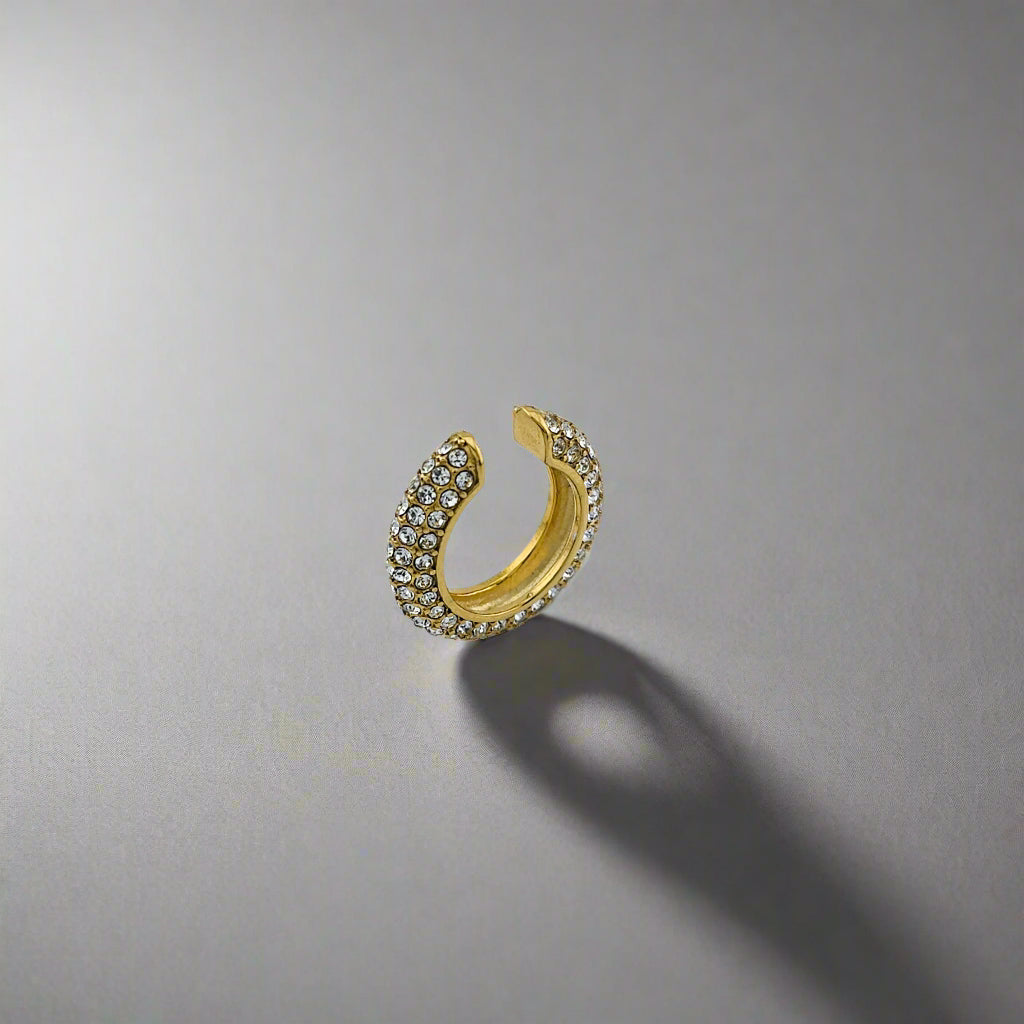 Iced - Zirconia Singlet Gold Plated Ear Cuff Earring