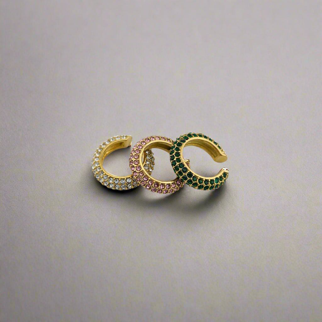 Iced - Zirconia Singlet Gold Plated Ear Cuff Earring
