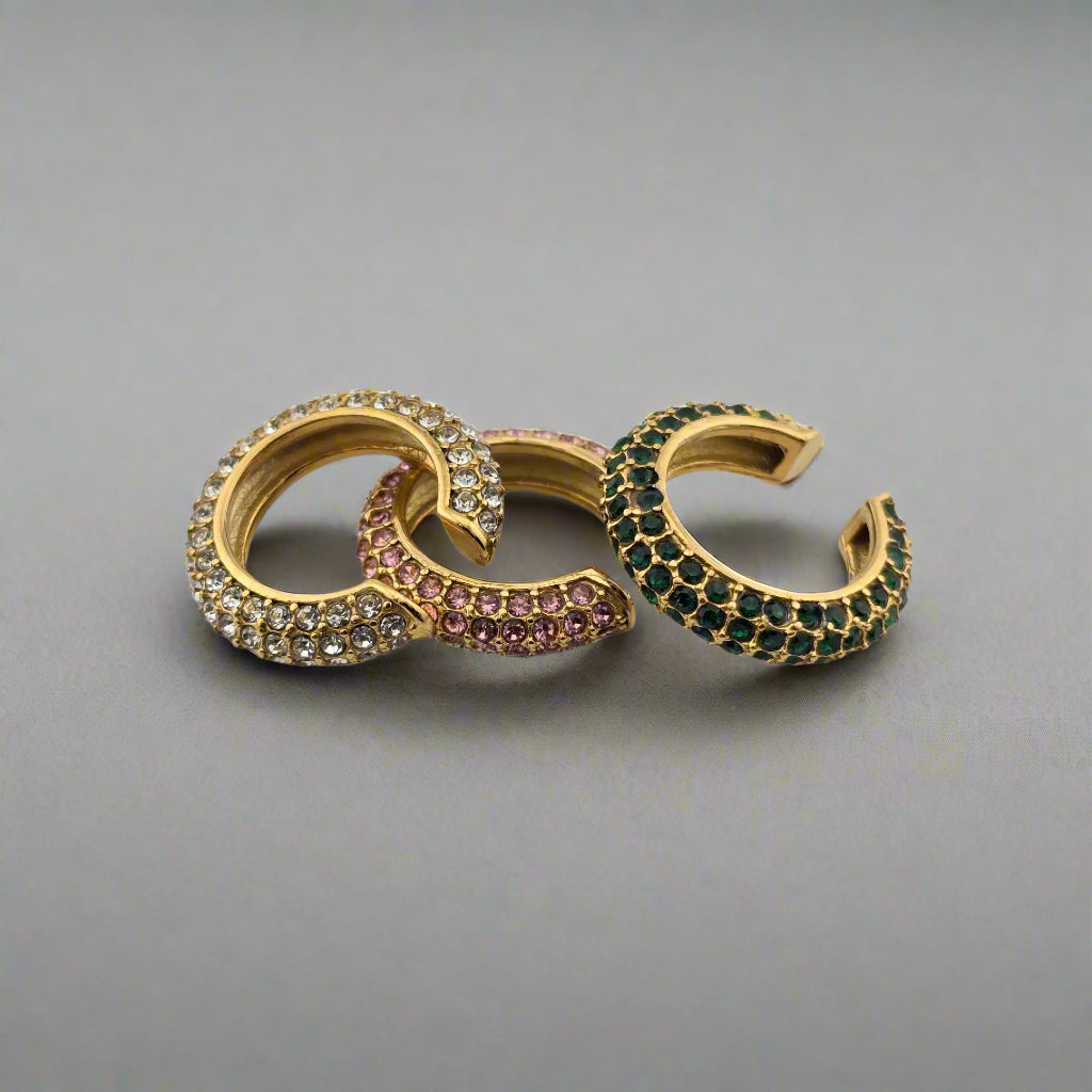 Iced - Zirconia Singlet Gold Plated Ear Cuff Earring
