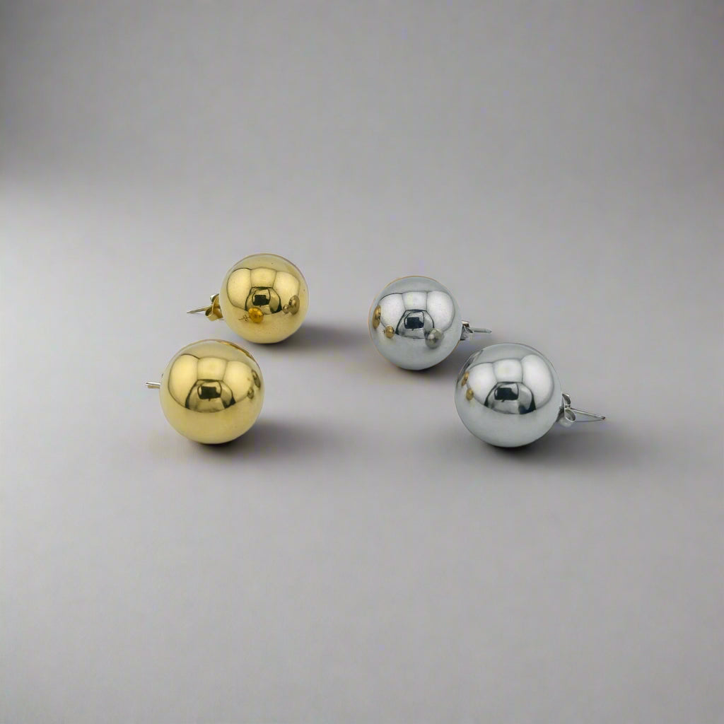 Wrecking Ball - Chunky Light Gold-Plated Stainless Steel Stud Earrings