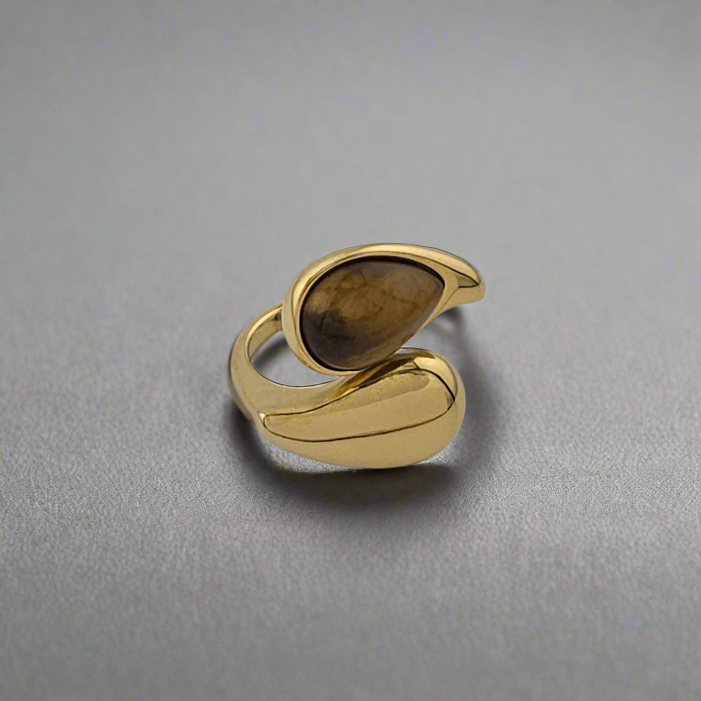 Tough - Gold Tiger-Eye Stone Adjustable Ring