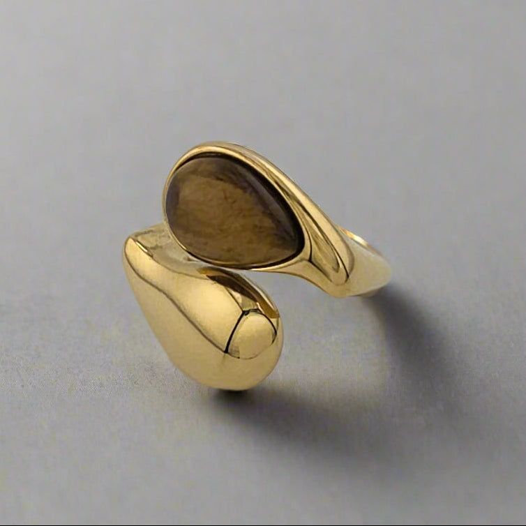 Tough - Gold Tiger-Eye Stone Adjustable Ring