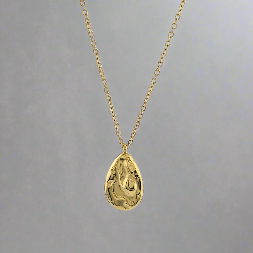Drop- Pendant Gold-Plated Stainless Steel Accent Necklace