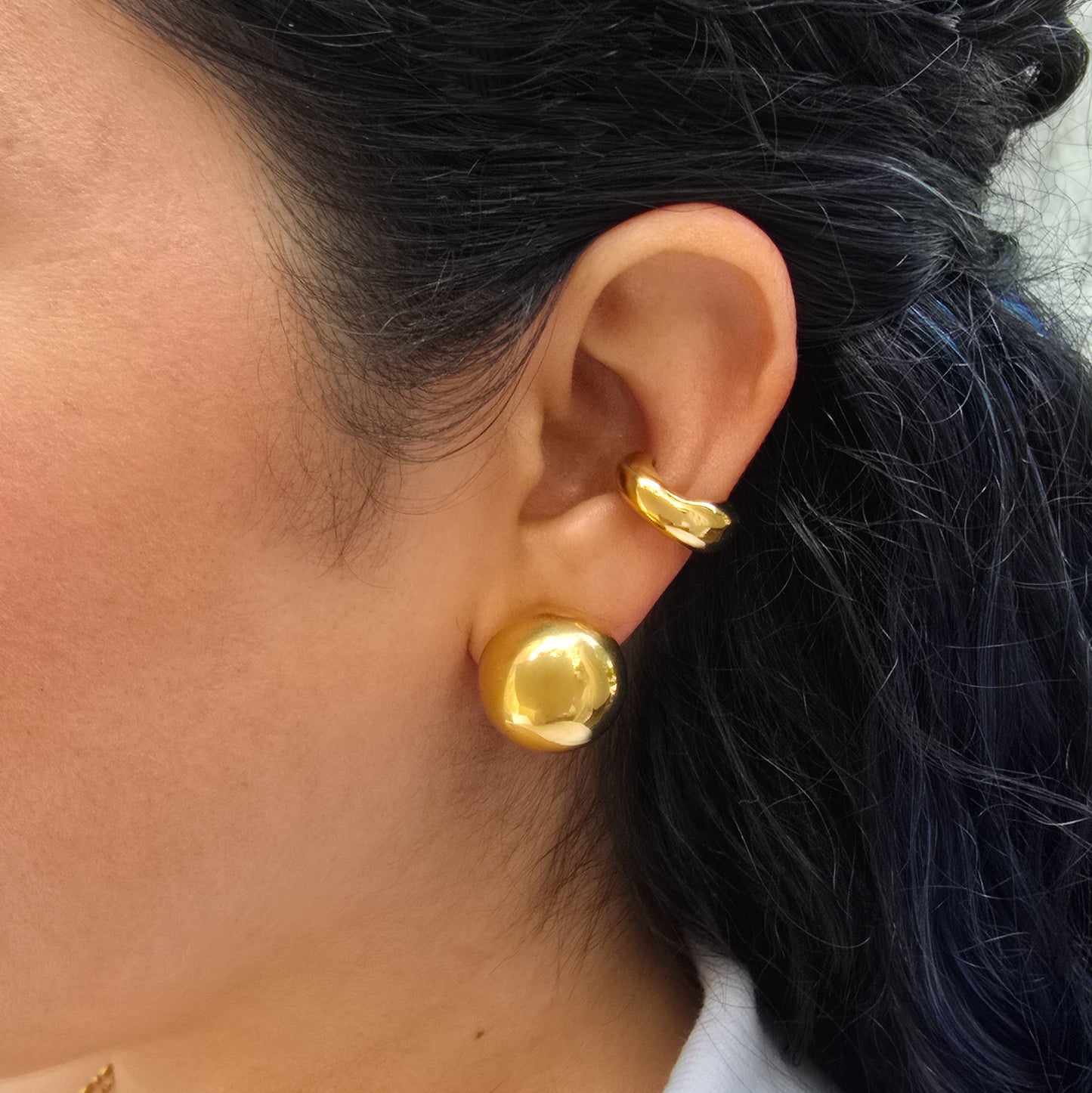 Wrecking Ball - Chunky Light Gold-Plated Stainless Steel Stud Earrings