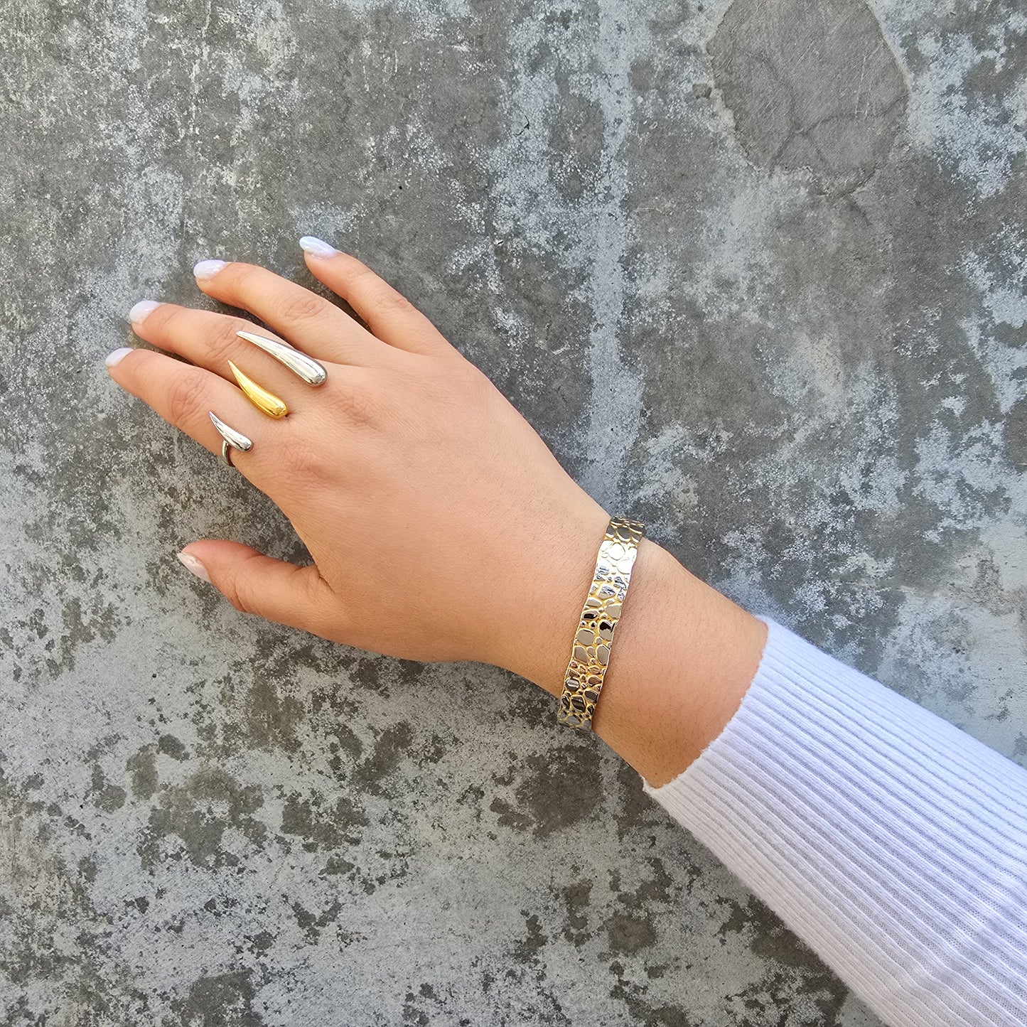 Pebble - Two Tone Gold Cuff Bracelet