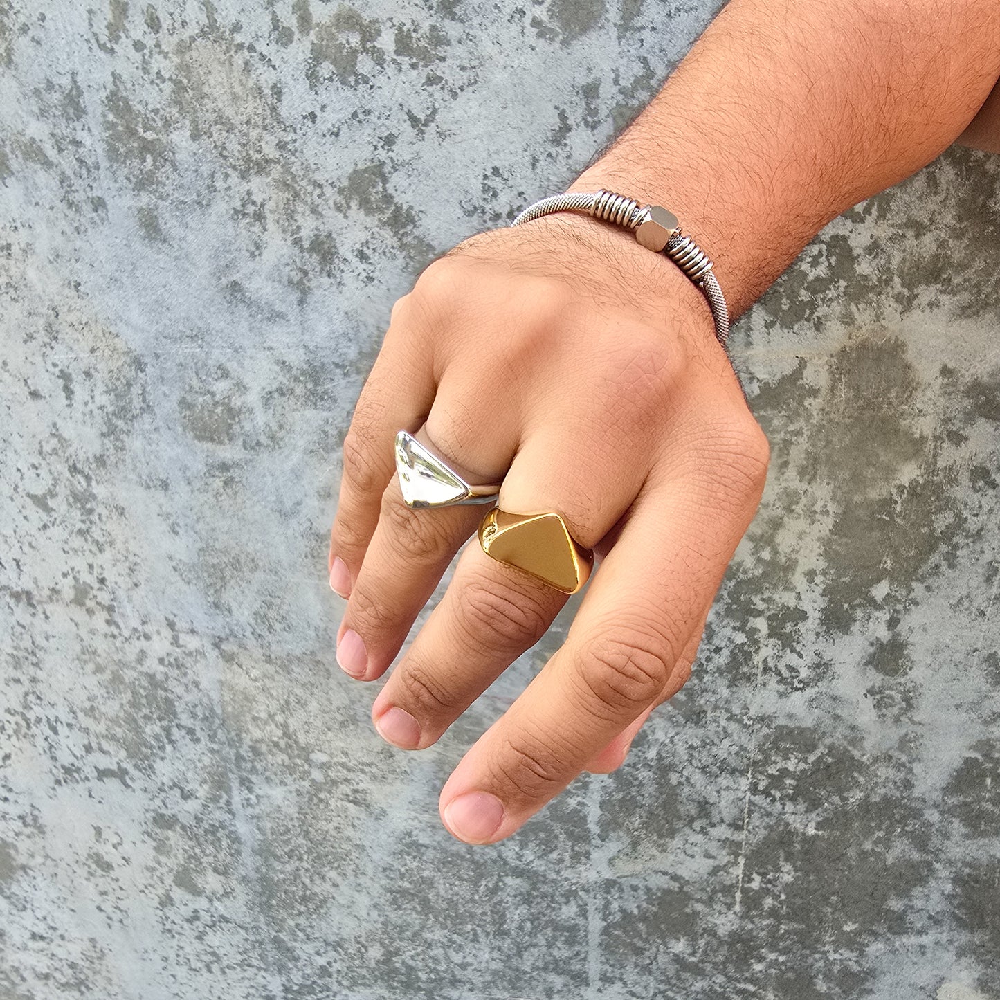 Journey - Triangle Minimalist Gold Plated Stainless Steel Signet Ring