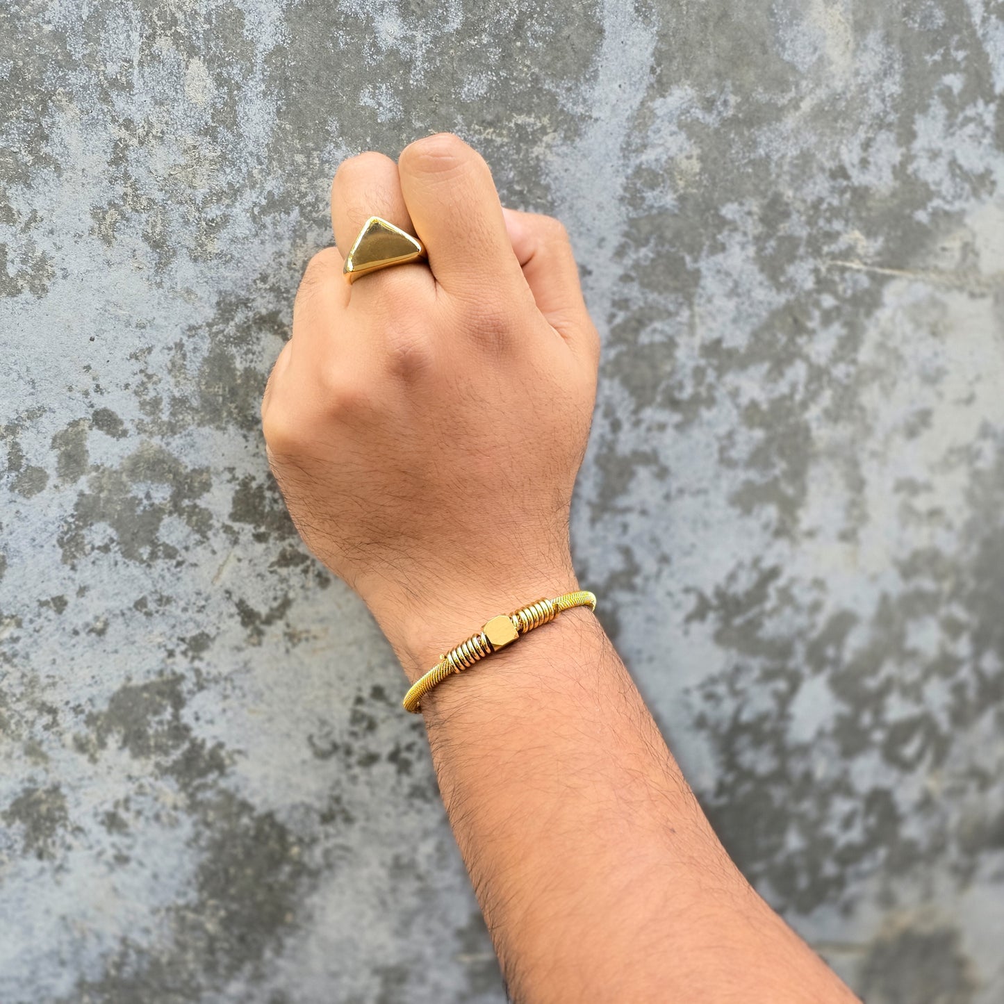 Journey - Triangle Minimalist Gold Plated Stainless Steel Signet Ring