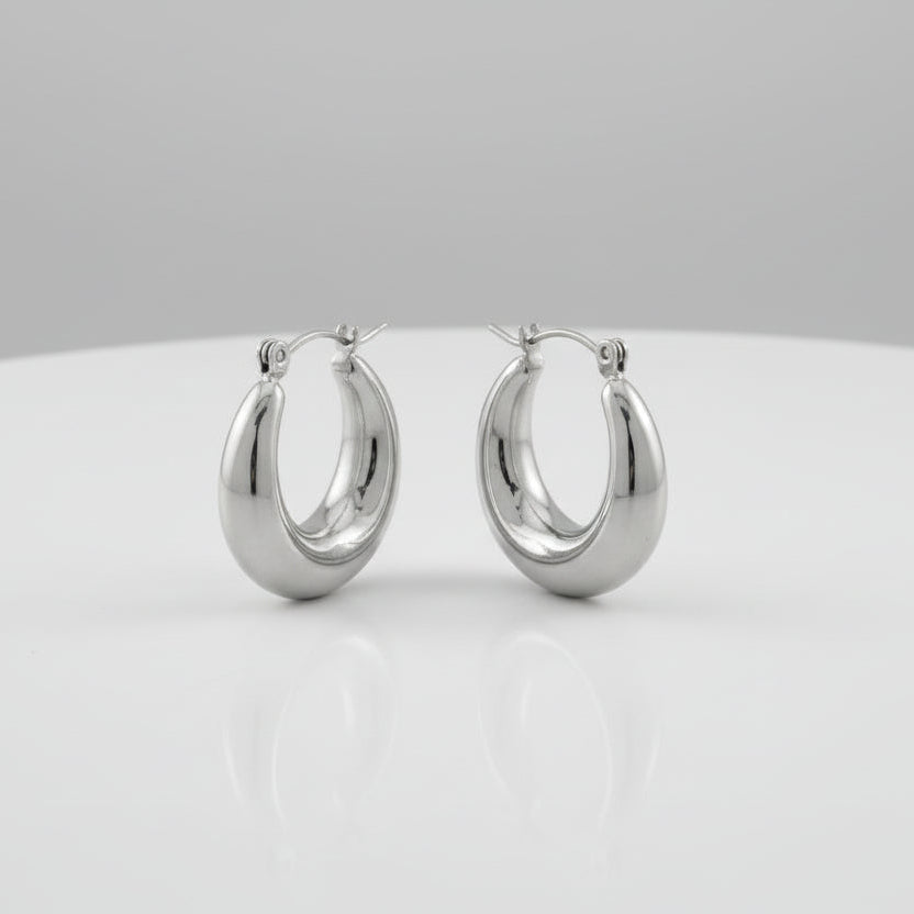 Crescent - Gold and silver earrings