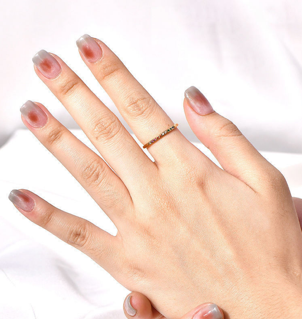 Rainbow - Gold Ring and Zirconia