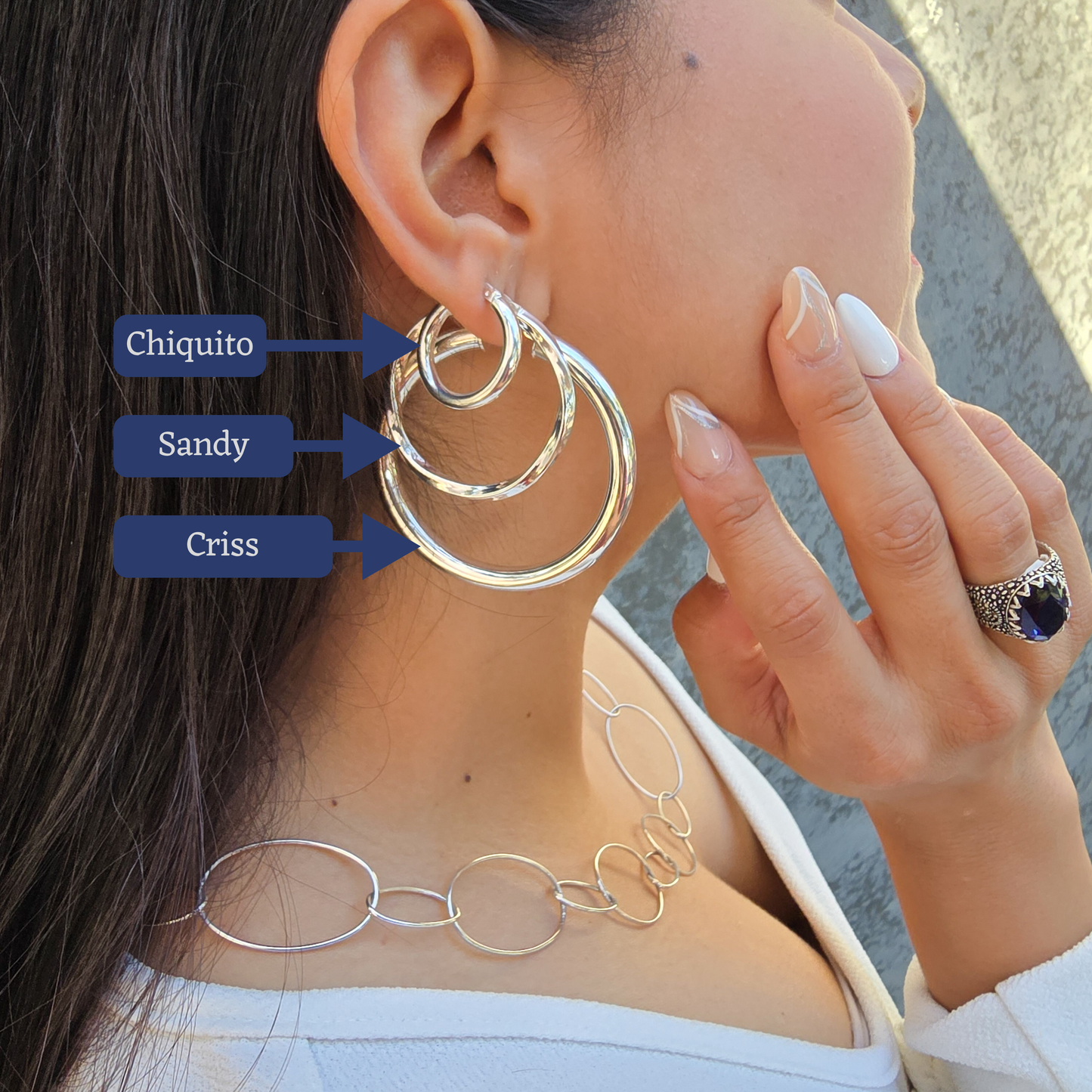 Sandy Silver Hoops