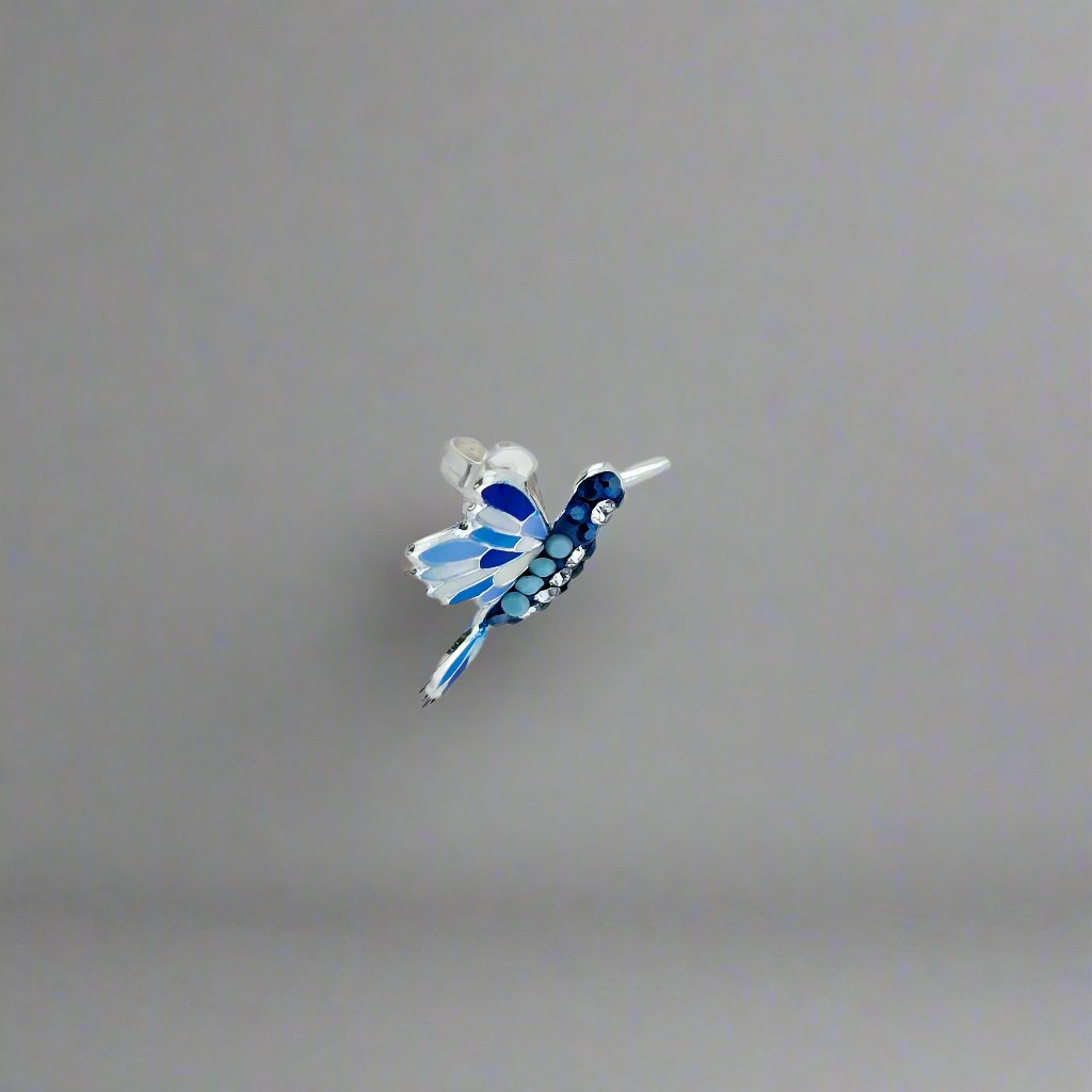 hummingbirds earrings in blue lateral