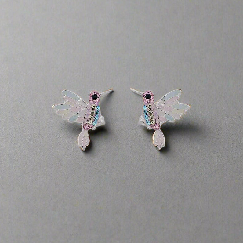 hummingbirds earrings pastel pink