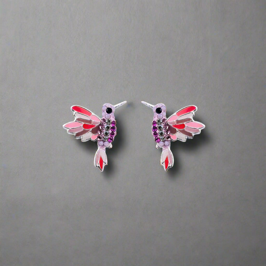 hummingbirds earrings pink