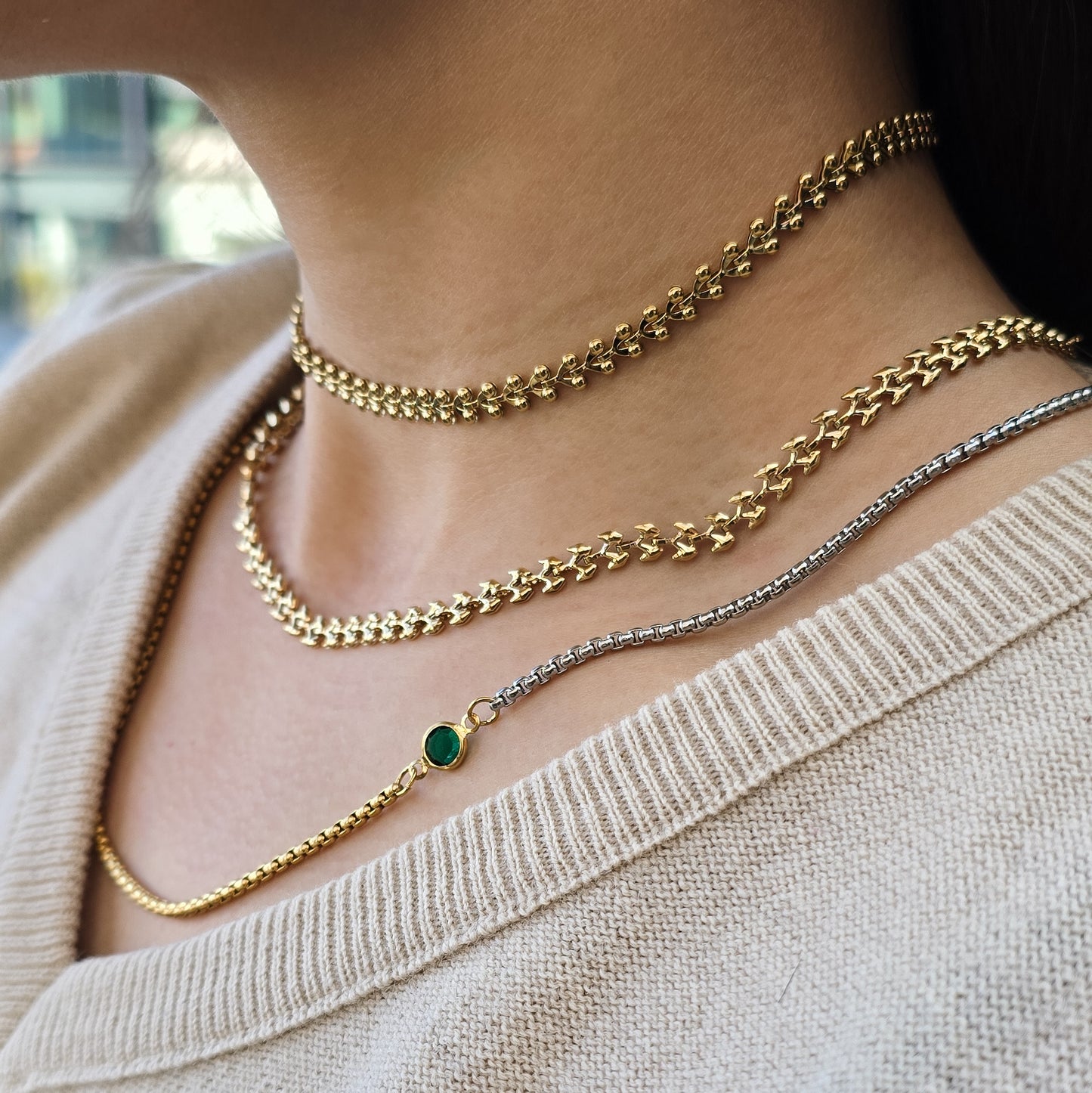Cherries - Gold Adjustable Choker Necklace