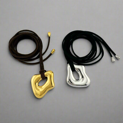 Liquid - Gold & Velvet Strap Necklace