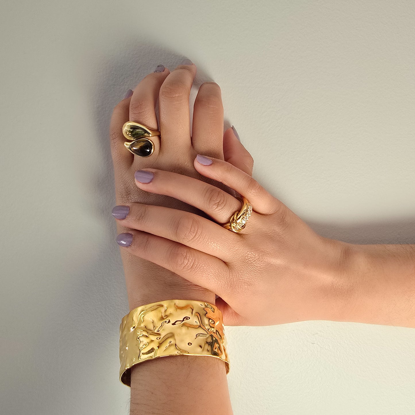 Tough - Gold Tiger-Eye Stone Adjustable Ring
