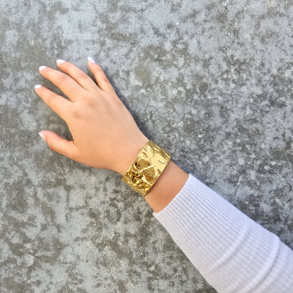 Crumple - Gold & Stainless Steel Cuff Bracelet
