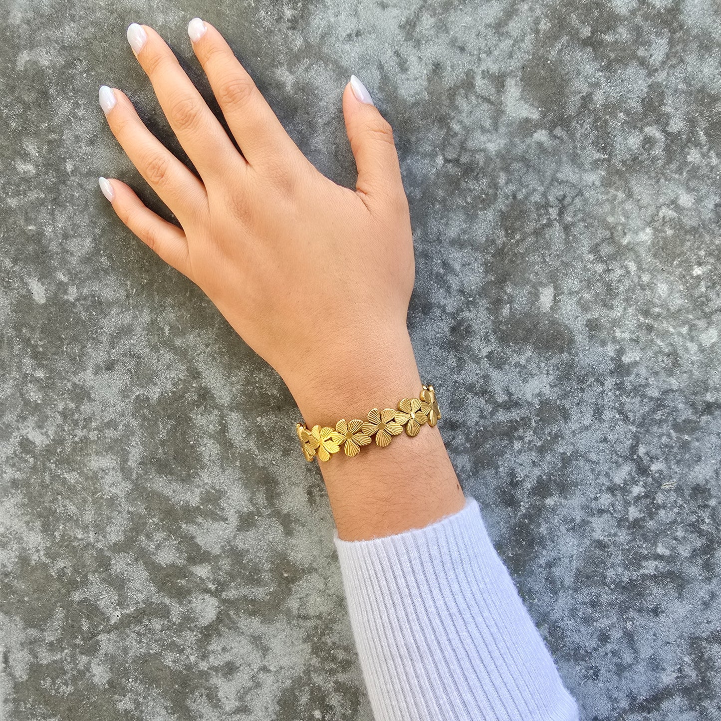 Wildflower- Gold Flowers Cuff Bracelet