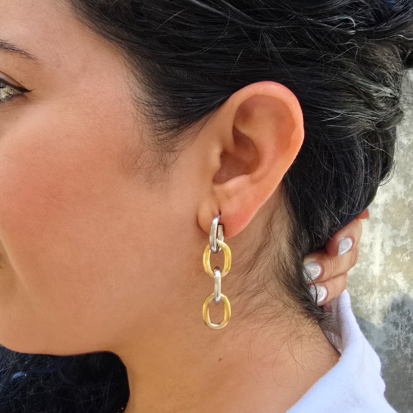 Verona - Gold Two Tone Chain Earrings