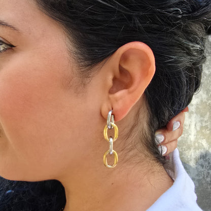 Verona - Gold Two Tone Chain Earrings