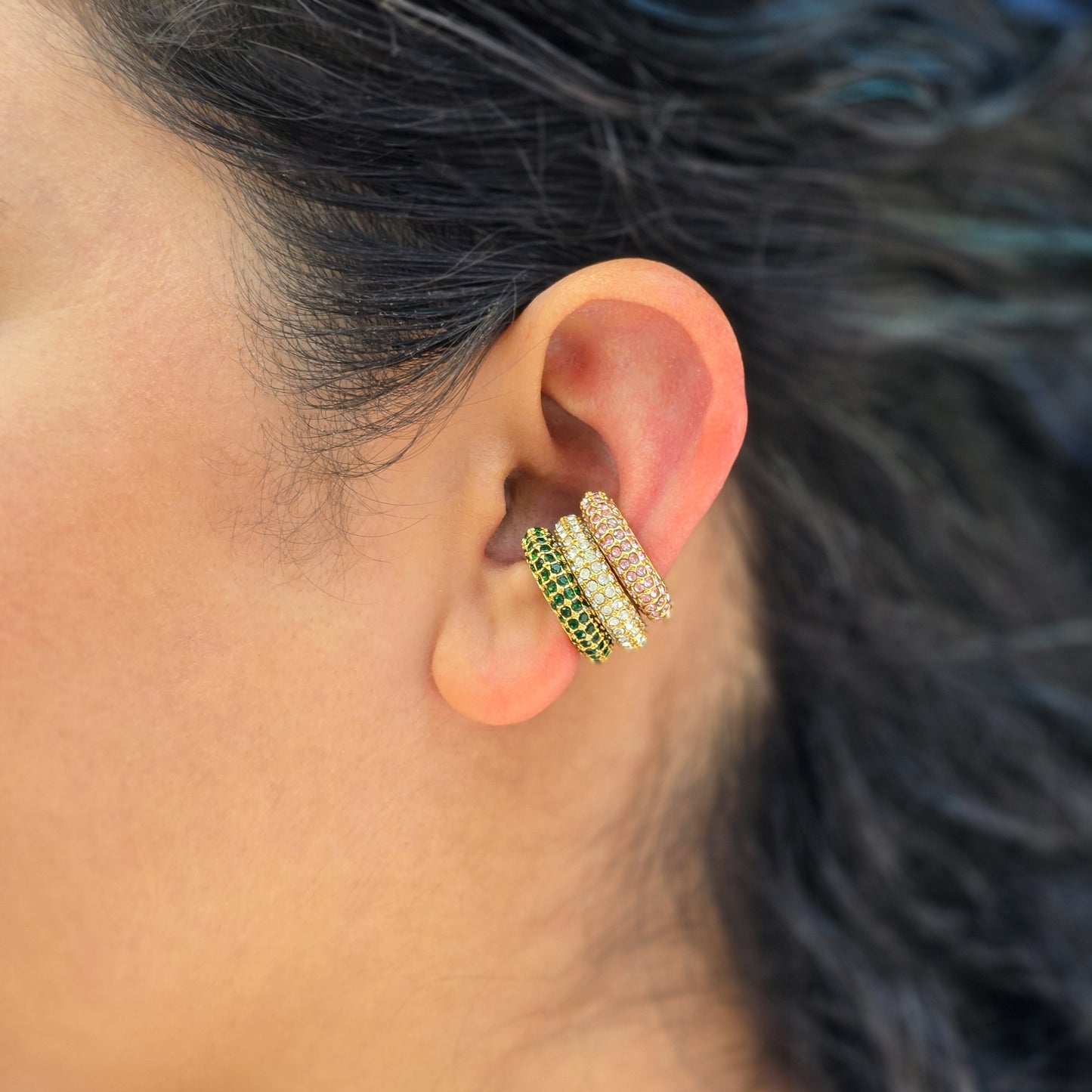 Iced - Zirconia Singlet Gold Plated Ear Cuff Earring