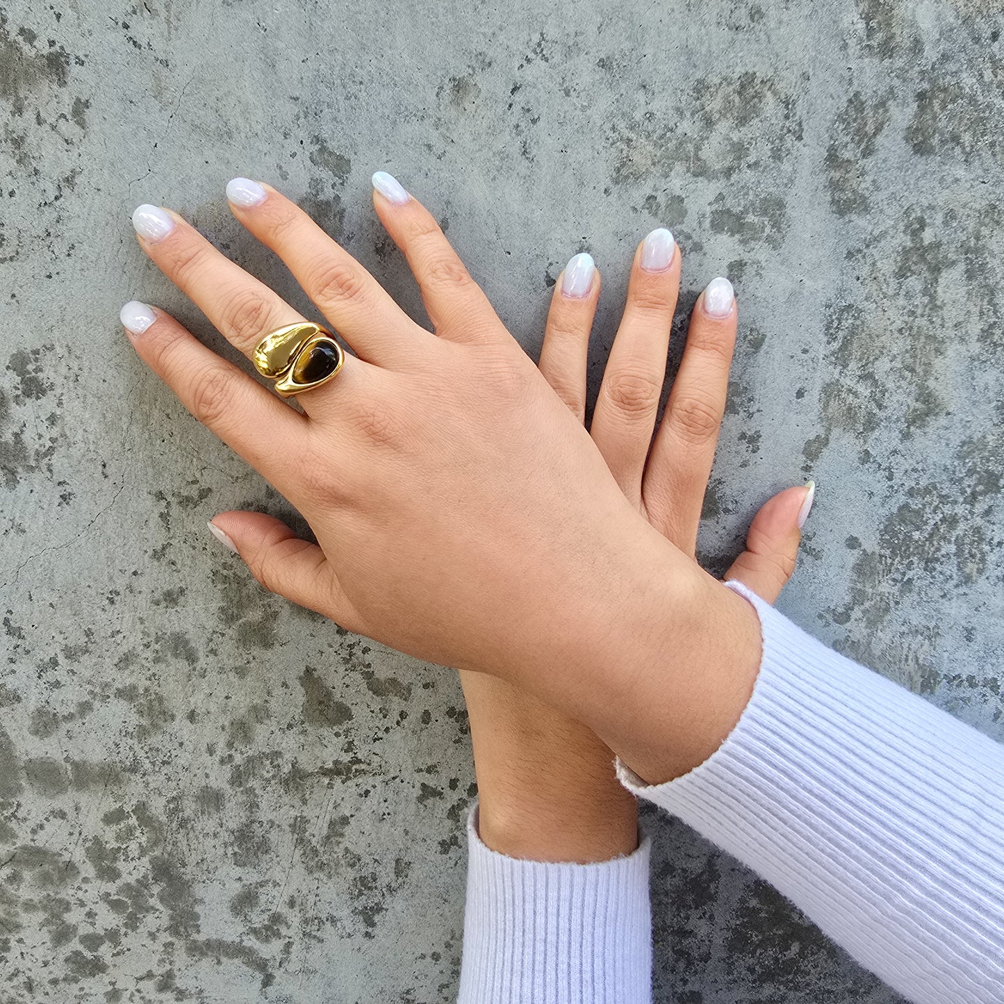 Tough - Gold Tiger-Eye Stone Adjustable Ring
