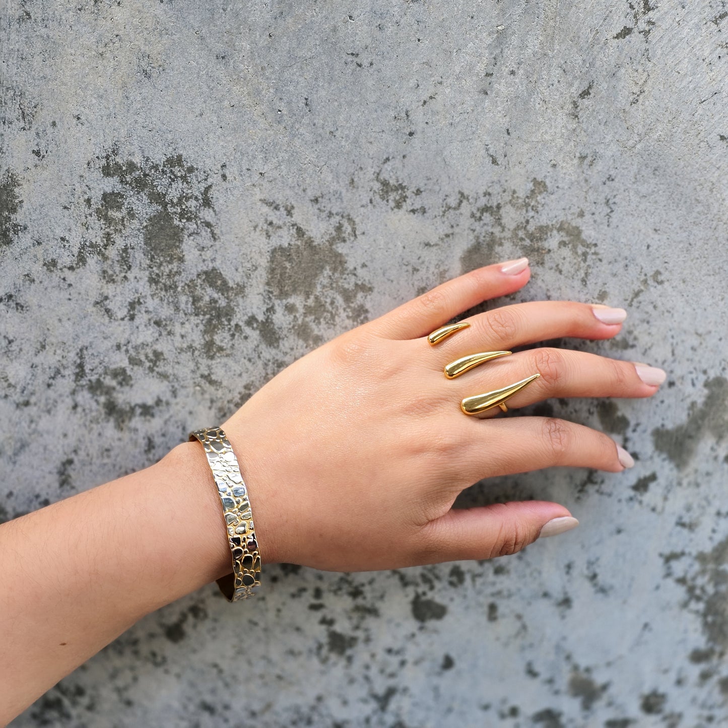 Pebble - Two Tone Gold Cuff Bracelet