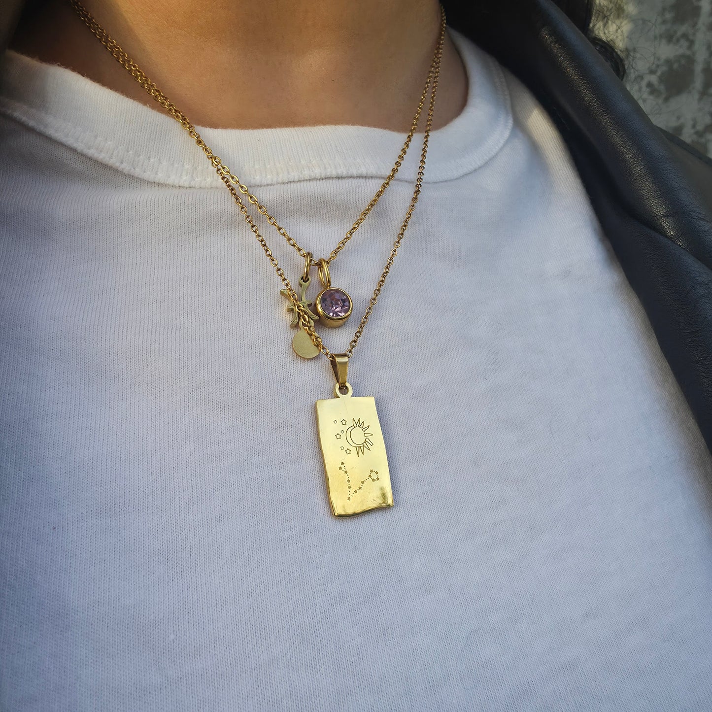 Star Chart - Gold Engraved Necklace