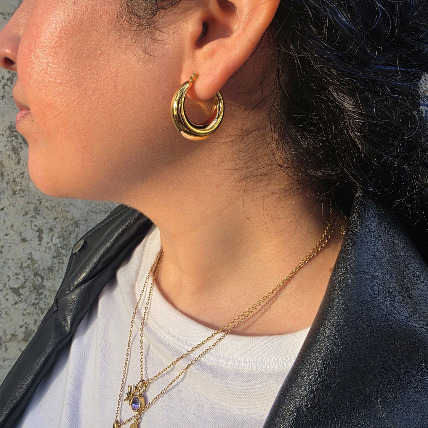 Crescent - Gold and silver earrings