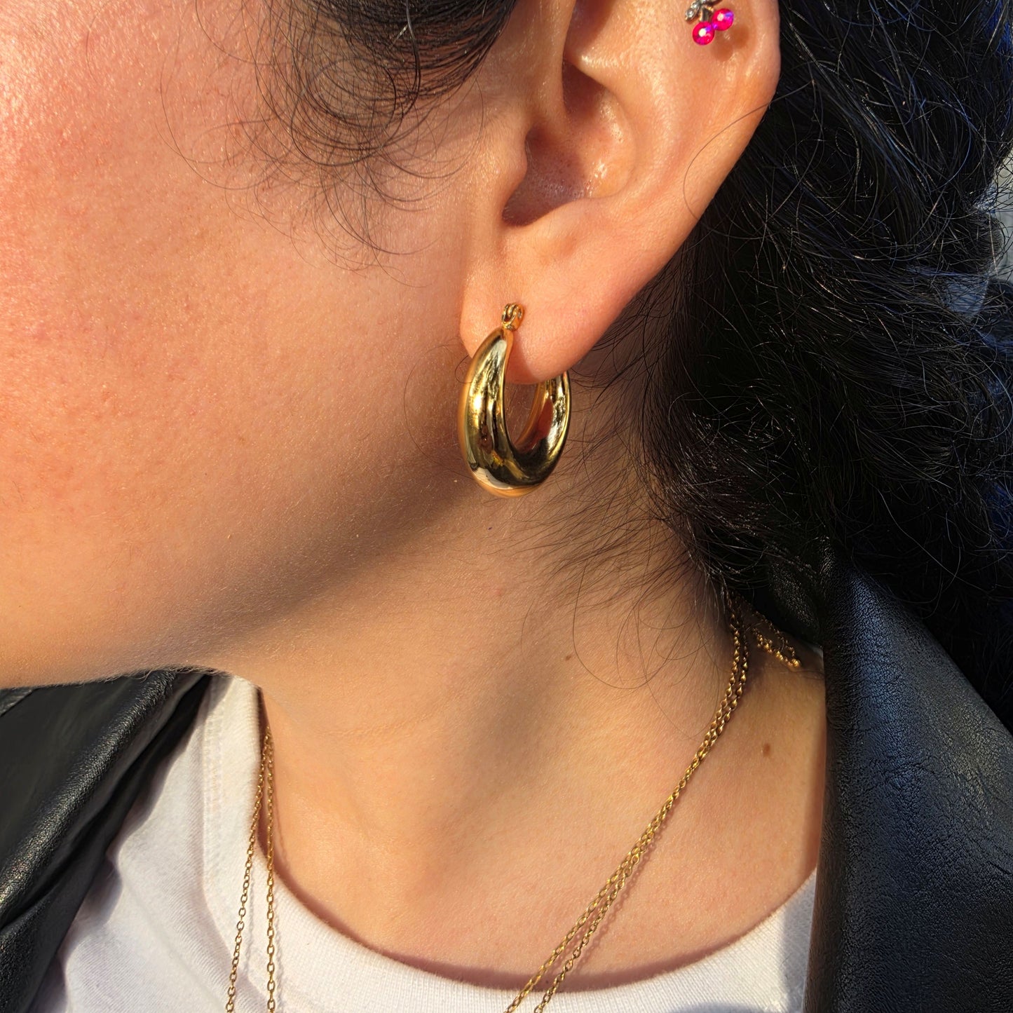 Crescent - Gold and silver earrings