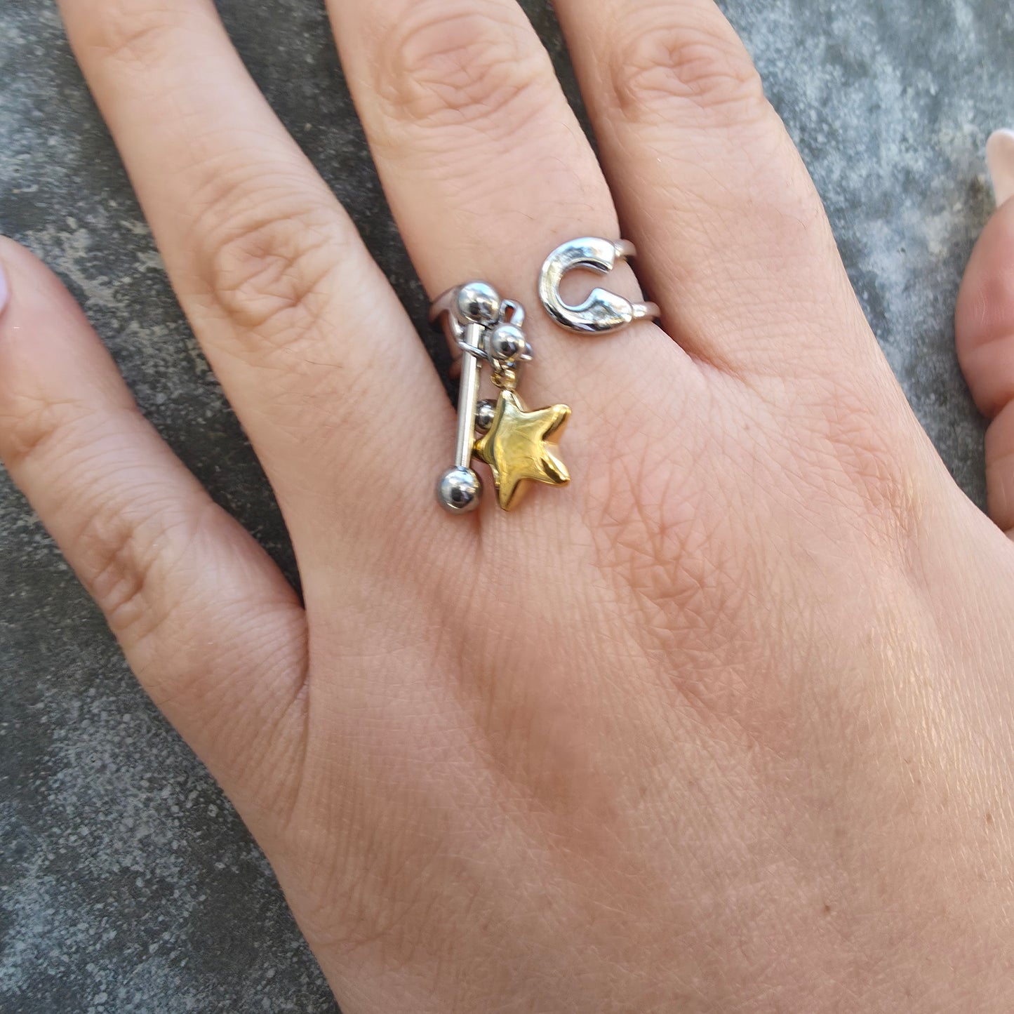 Safety Ring - Gold & Silver Adjustable Ring