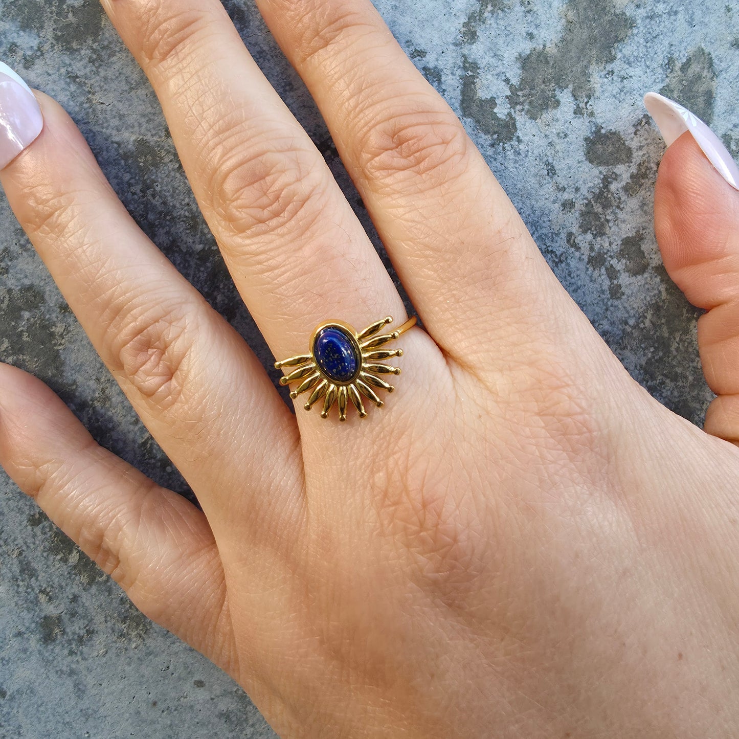 Azure - Gold & Lapislazuli Adjustable Ring