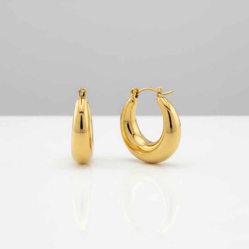 Crescent - Gold and silver earrings