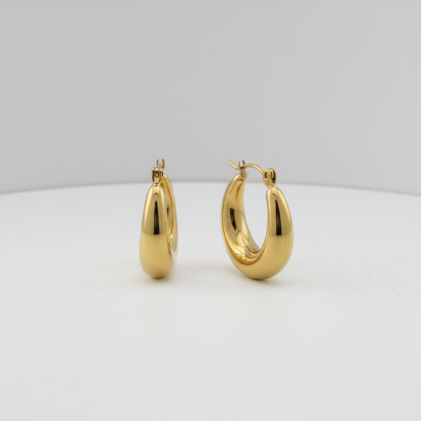 Crescent - Gold and silver earrings