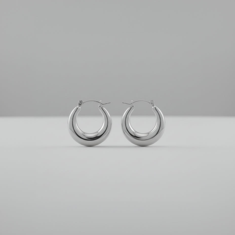Crescent - Gold and silver earrings