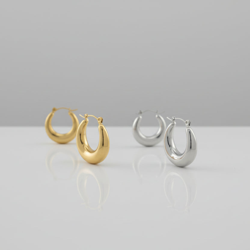 Crescent - Gold and silver earrings