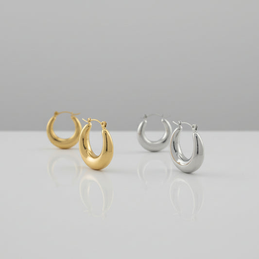 Crescent - Gold and silver earrings