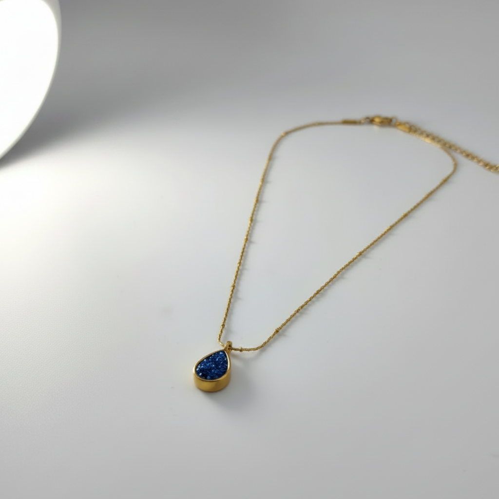 Dew - Gold & Blue Quartz Necklace