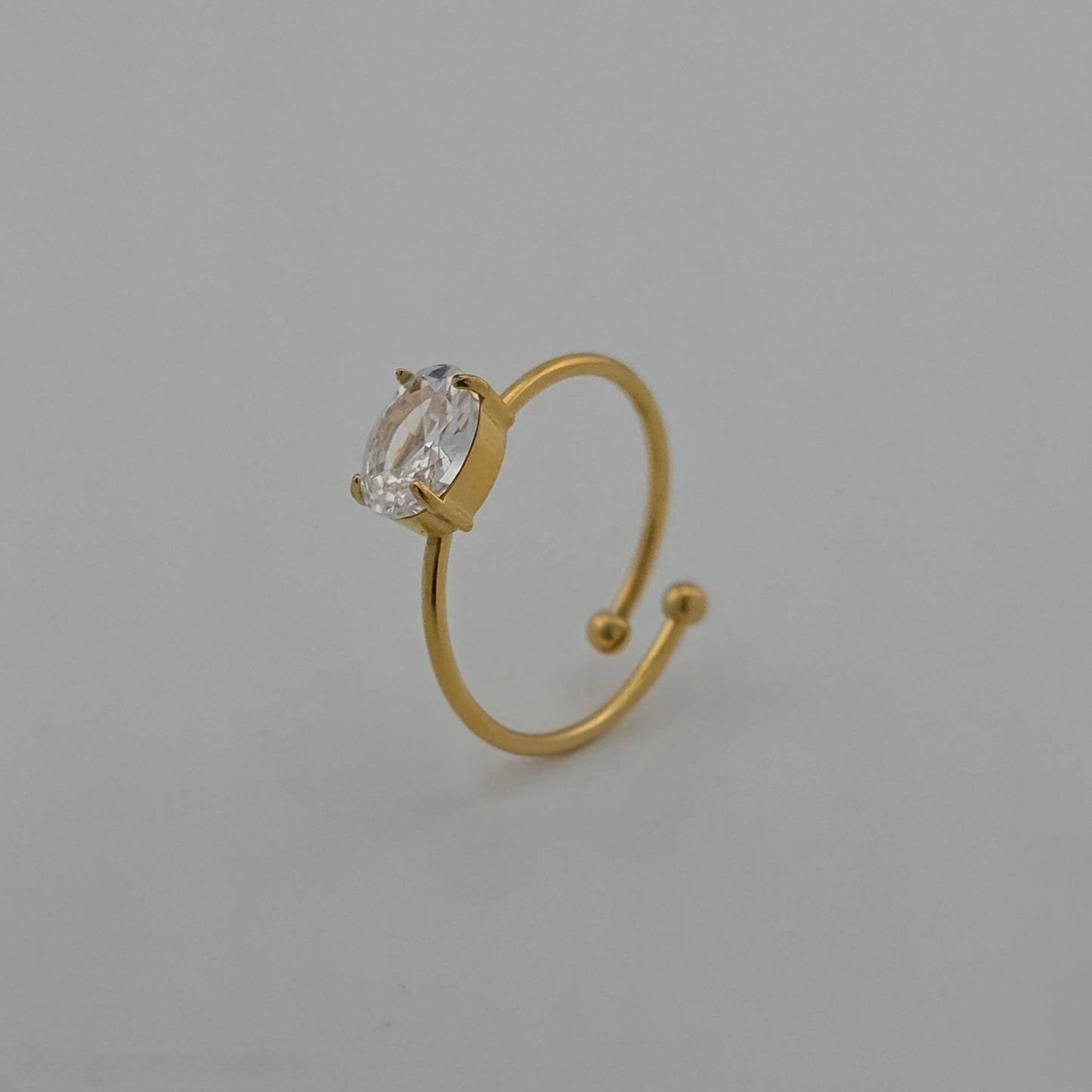 Big Charms - Gold & Cubic Zirconia Adjustable Ring