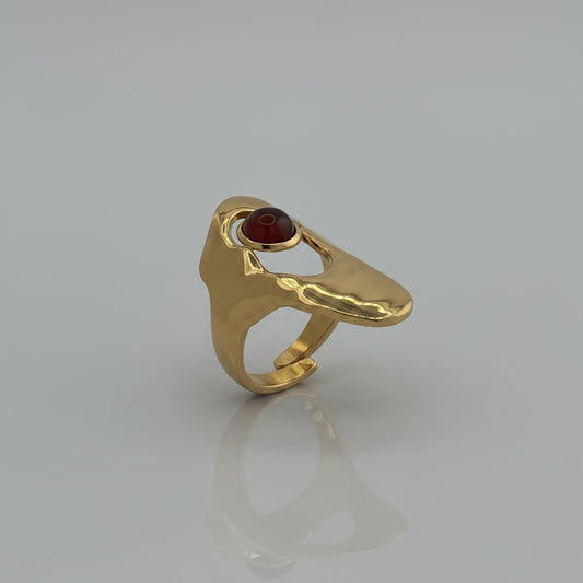 Fire Orb - Gold & Stone Adjustable Ring