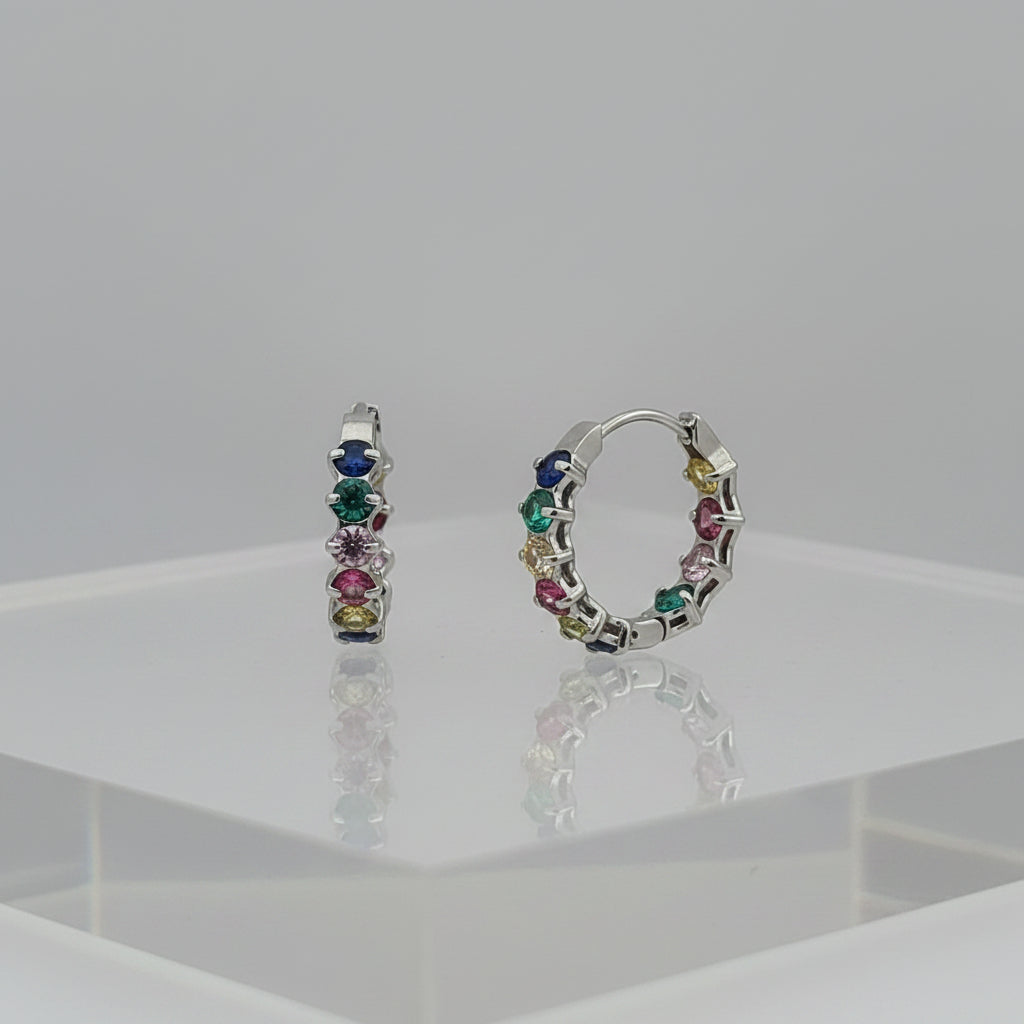Ice Queen - Zirconia & Gold Hoop Earrings