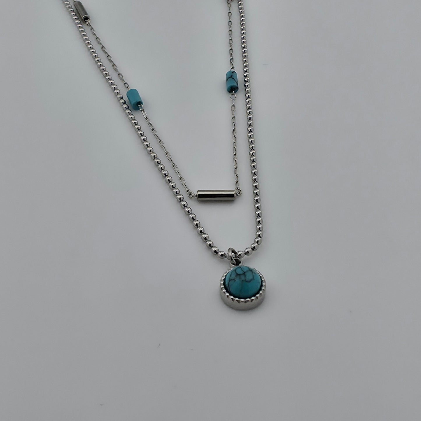 West - Stainless Steel & Turquoise Neckalce