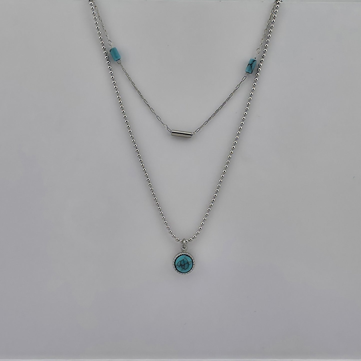 West - Stainless Steel & Turquoise Neckalce