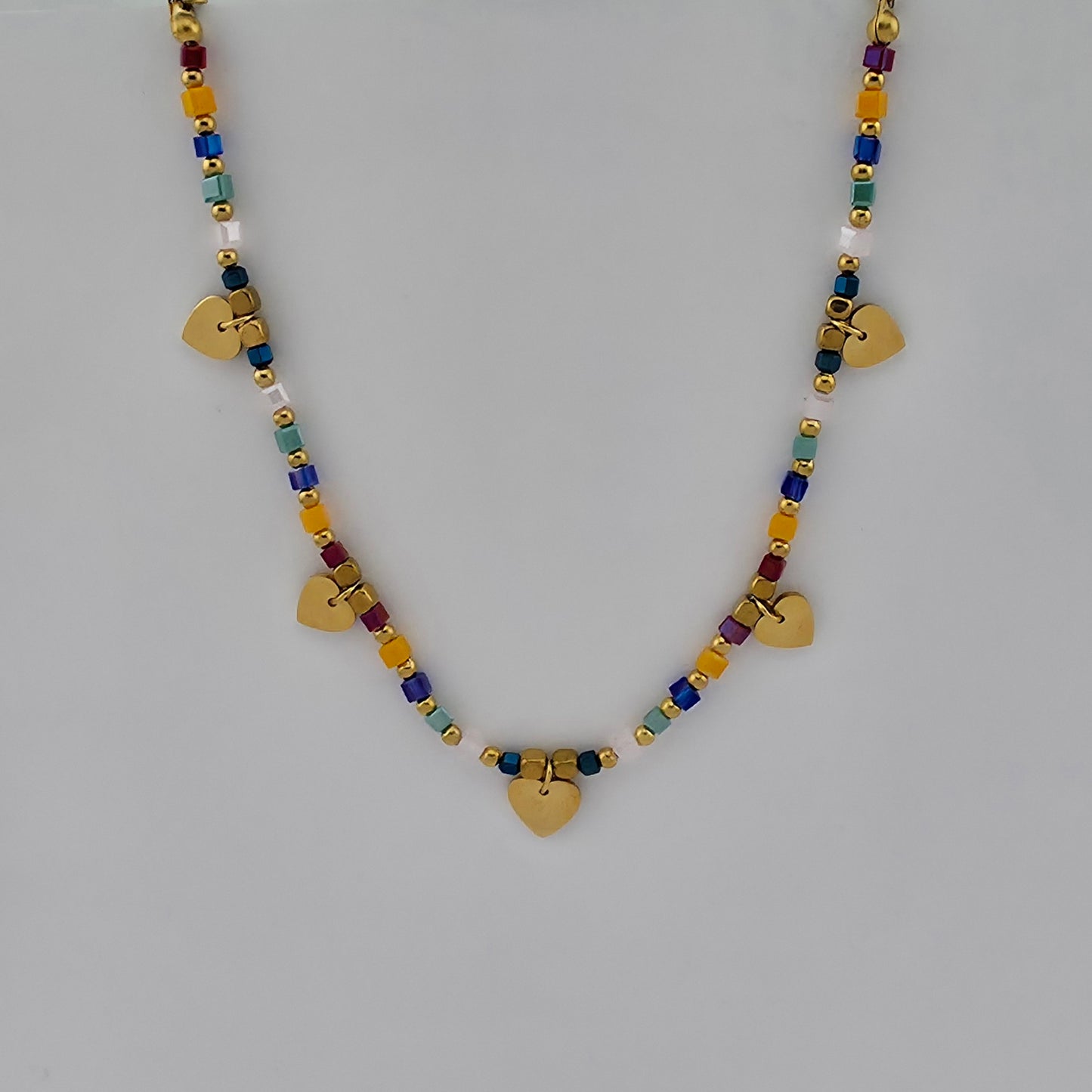 Summer Hearts - Gold & Crystal Beads