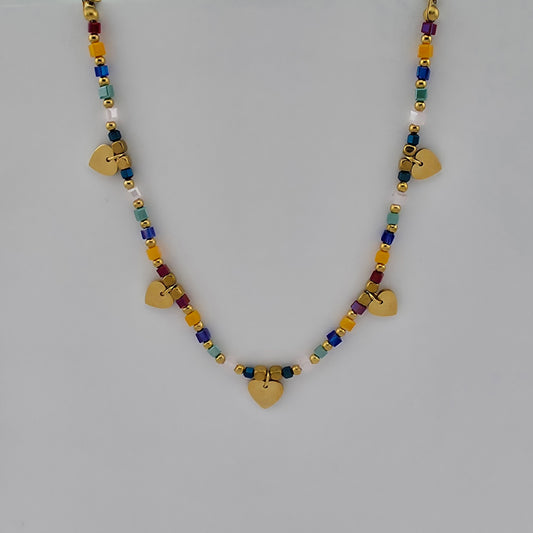 Summer Hearts - Gold & Crystal Beads