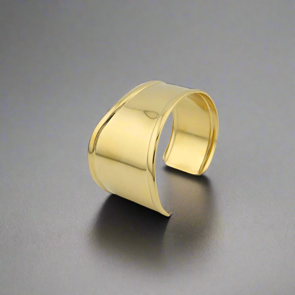 Athens - Asymmetric Chunky Gold Plated Stainless Steel Cuff Bracelet 3