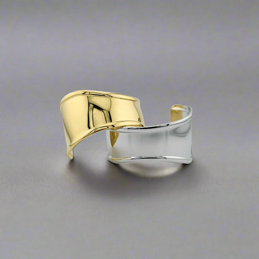Athens - Asymmetric Chunky Gold and Plated Stainless Steel Cuff Bracelet