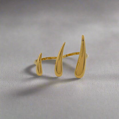 Claws-_Double_Finger_Stainless_Steel_Gold_Pleated_Cuff_Ring 3